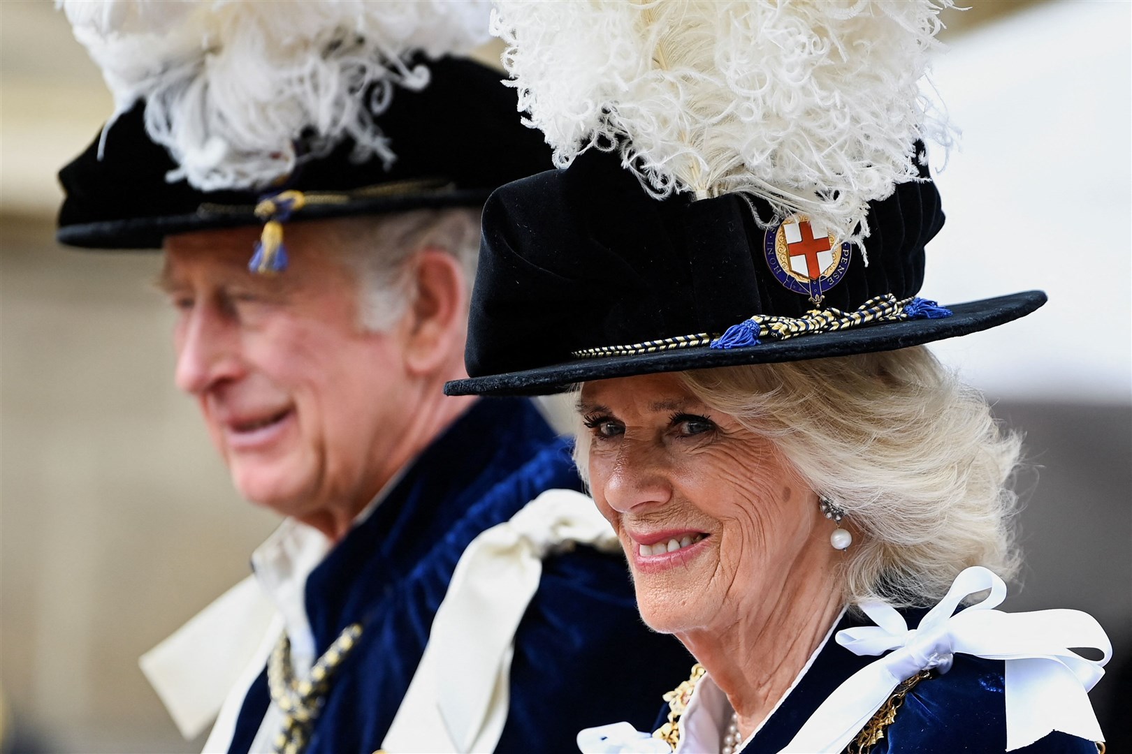 The Prince of Wales and the Duchess of Cornwall arriving for the annual Order of the Garter Service at St George’s Chapel, Windsor Castle (Toby Melville/PA)