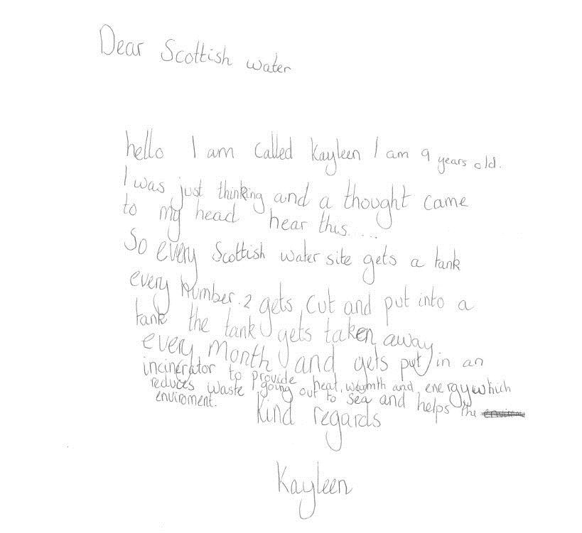 Kayleen's letter to Scottish Water.