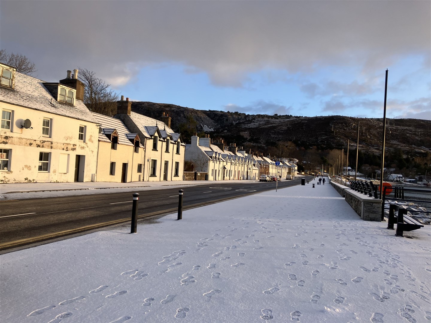Snow-covered Shore Street in Ullapool. Picture: Iona MacDonald.