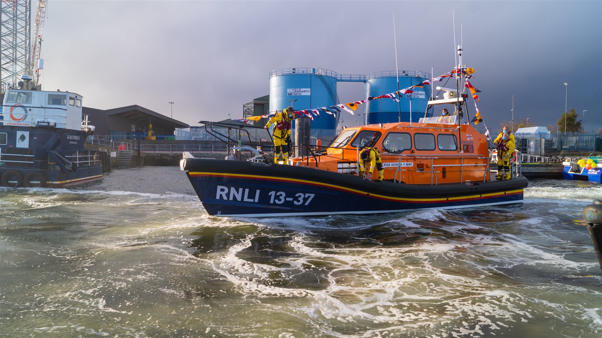 The first operational launch of the Shannon class lifeboat RNLI Agnes AP Barr was an historic moment for Invergordon – and thousands of people whose loved ones' names are on the vessel. Picture: Michael MacDonald/RNLI