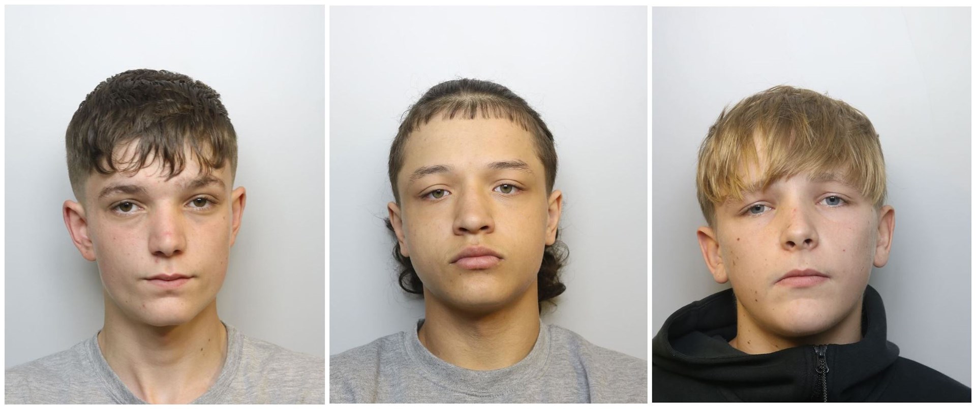 (from left) Teenagers Shane Cunningham, Cartel Bushnell and Leo Knight have been detained for killing Mikey Roynon (Avon and Somerset Police/PA)