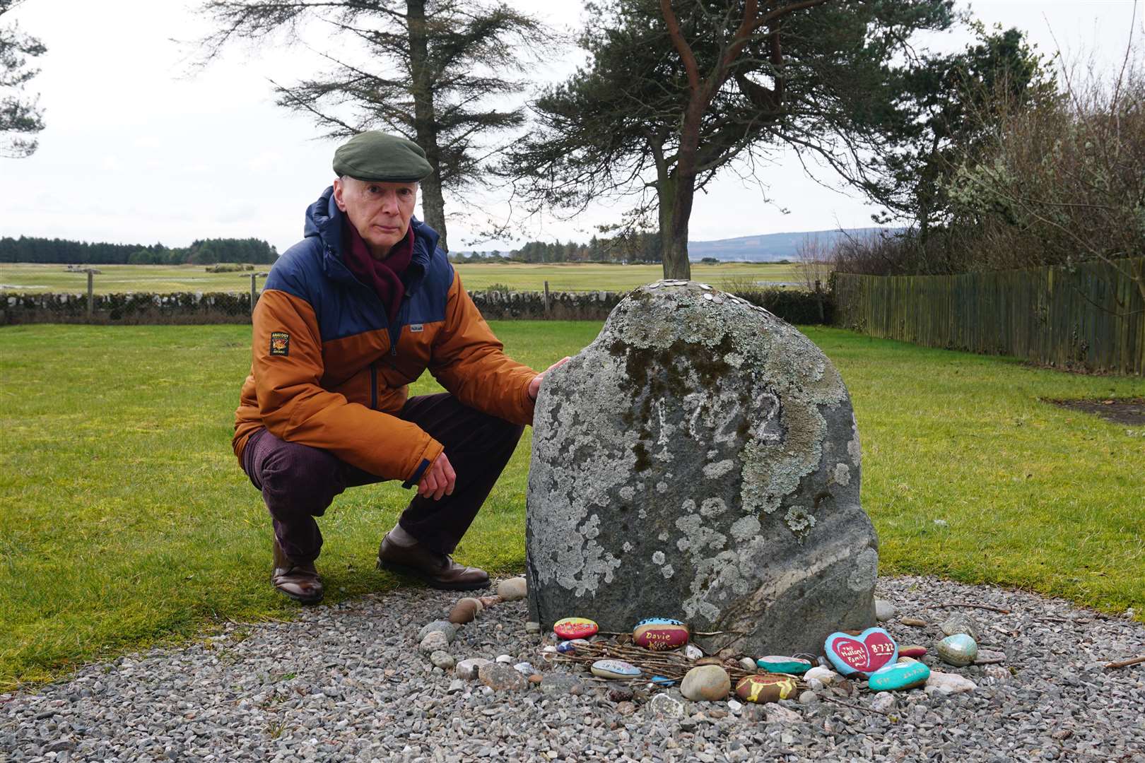 Philip Paris, author of The Last Witch of Scotland next to the commemorative stone where Janet Horne's execution took place. Pictures: Federica Stefani.