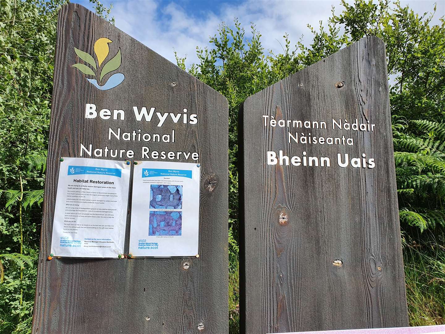 The nature reserve sign at Ben Wyvis.