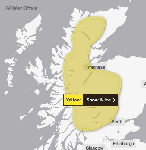 The warning runs from 6pm on Monday to 11am on Tuesday. Picture: Met Office.