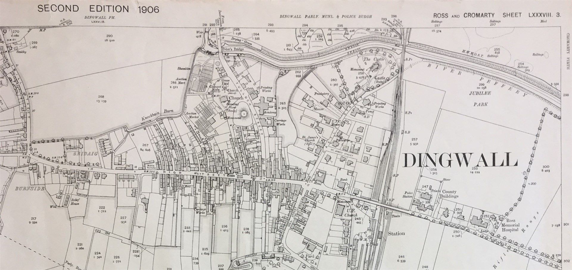 2nd edition Ordnance Survey map showing Dingwall.
