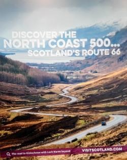 The large promotional poster for the NC500 which is on display in Inverness tourist information centre.