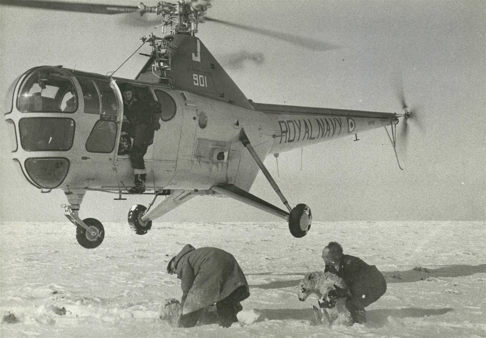 Helicopter, part of Operation Snowdrop, 1955. Image courtesy of J McDonald, Wick, Nucleus: The Nuclear & Caithness Archives