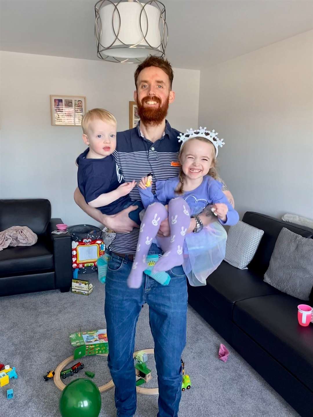 Stewart with his children.