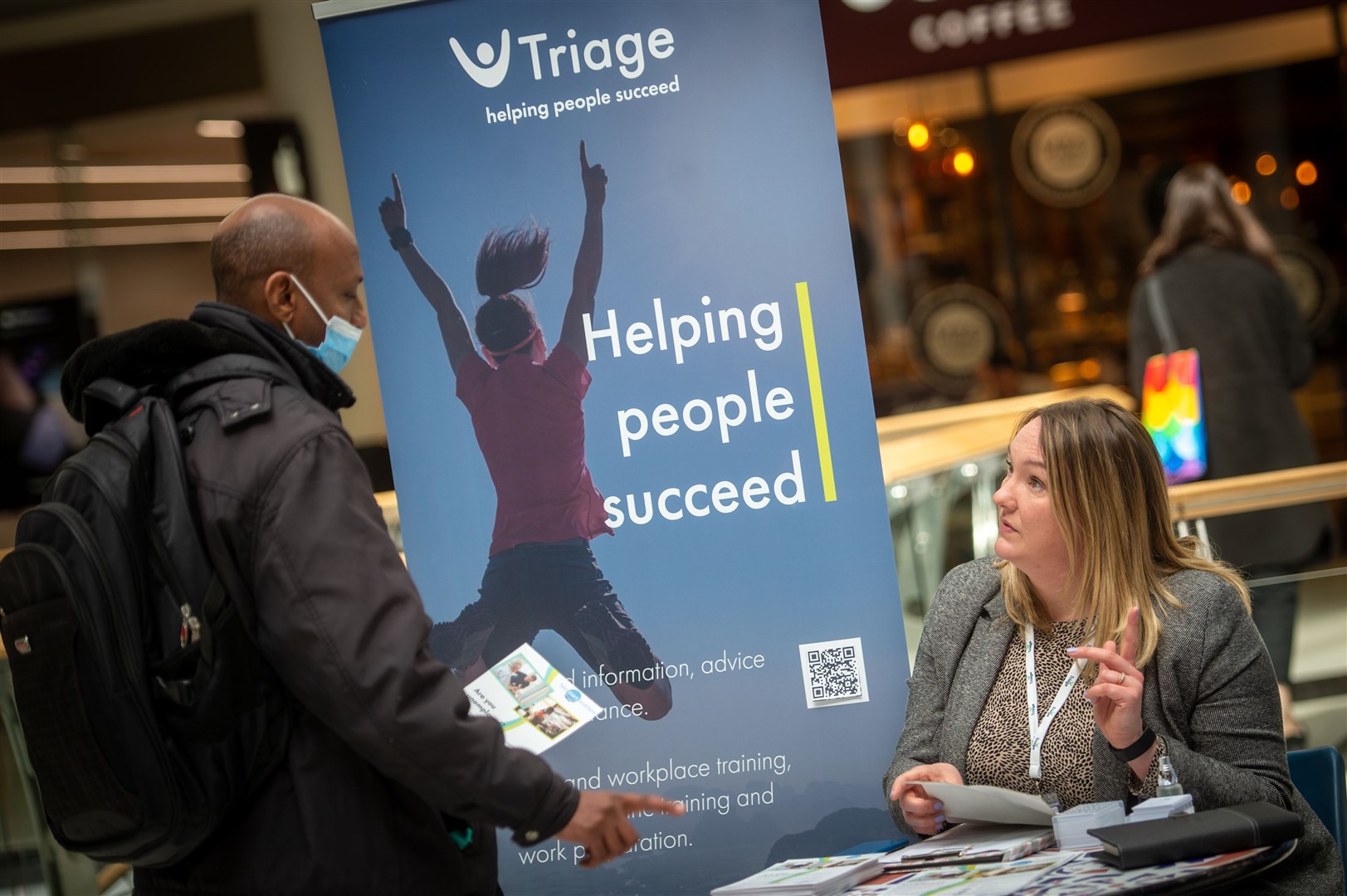 The Triage stand at the jobs fair in the Eastgate Shopping Centre.