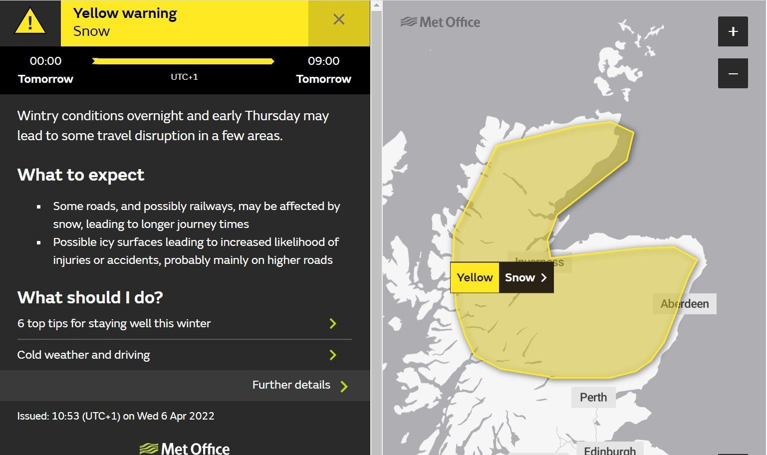 The weather warning.
