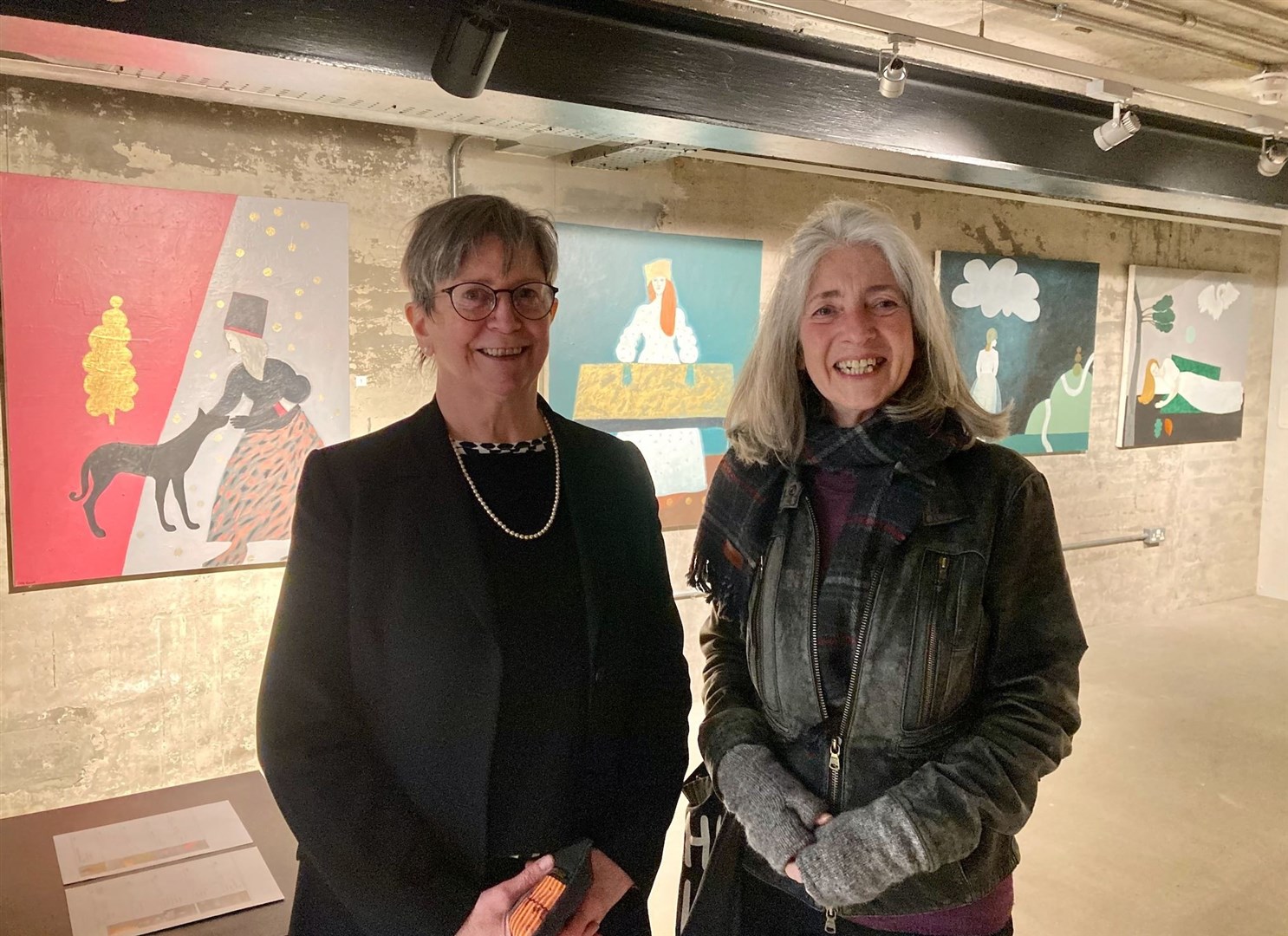 Exhibiting artists at Gairloch Museum, Celia Garbutt and Sadie Paige. Celia's artwork can be spotted in the background. Picture: Gairloch Museum.