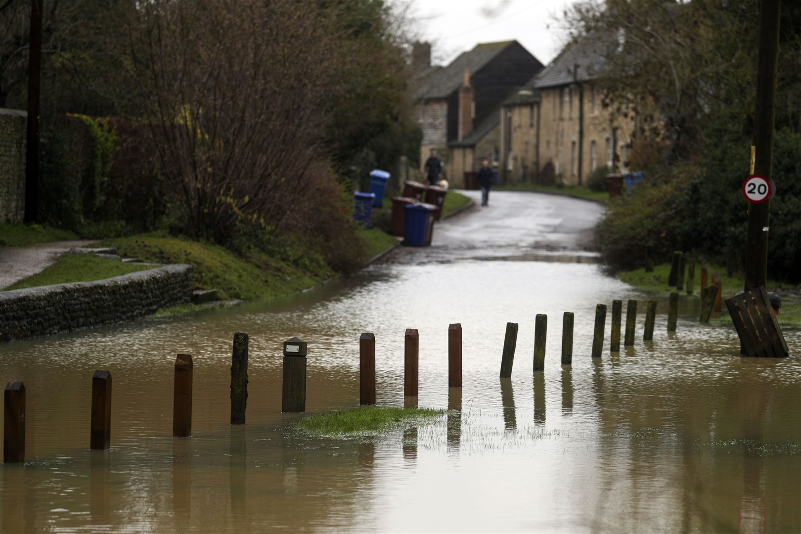 A flooded road in Islip, Oxfordshire (Steve Parsons/PA)