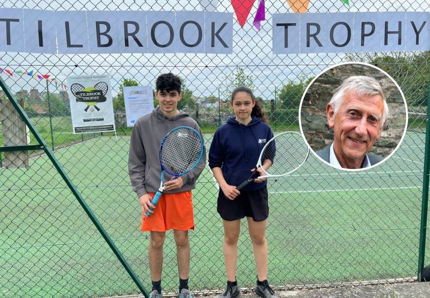 Peter Tilbrook (inset) was honoured in the tournament. Local brother and sister pair Cody and Kelsey Benjamin were amongst the contestants.