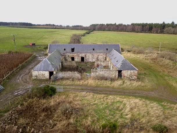 A drone image of the current steading.