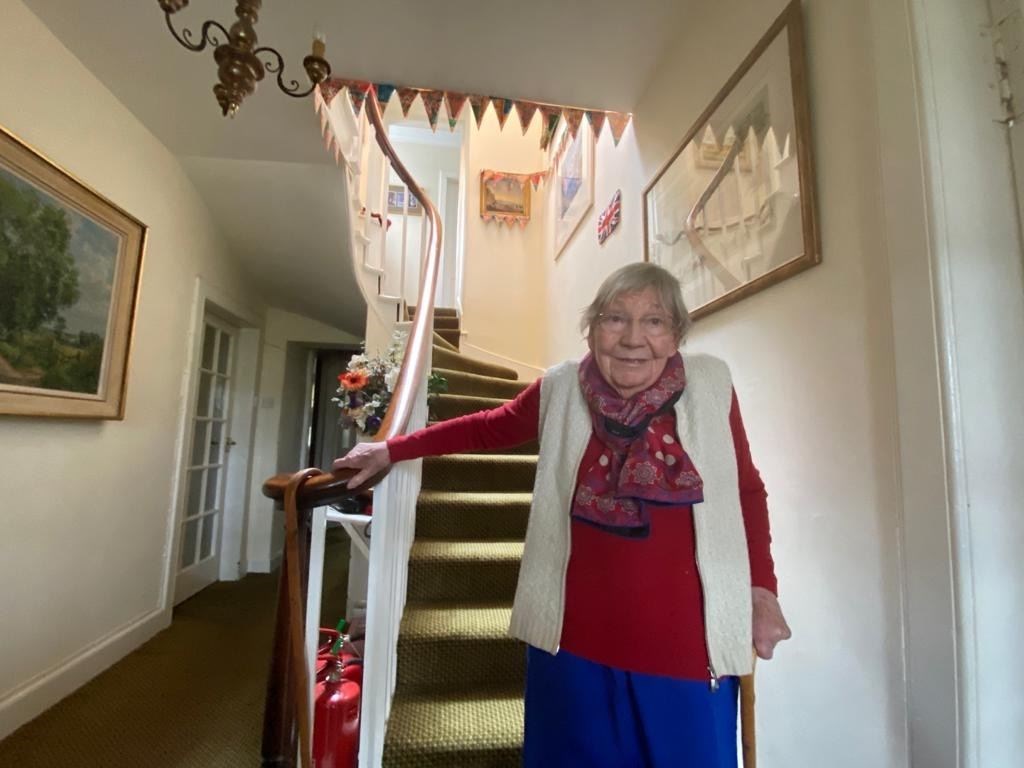 Margaret Payne is getting closer to the end of her staircase challenge.
