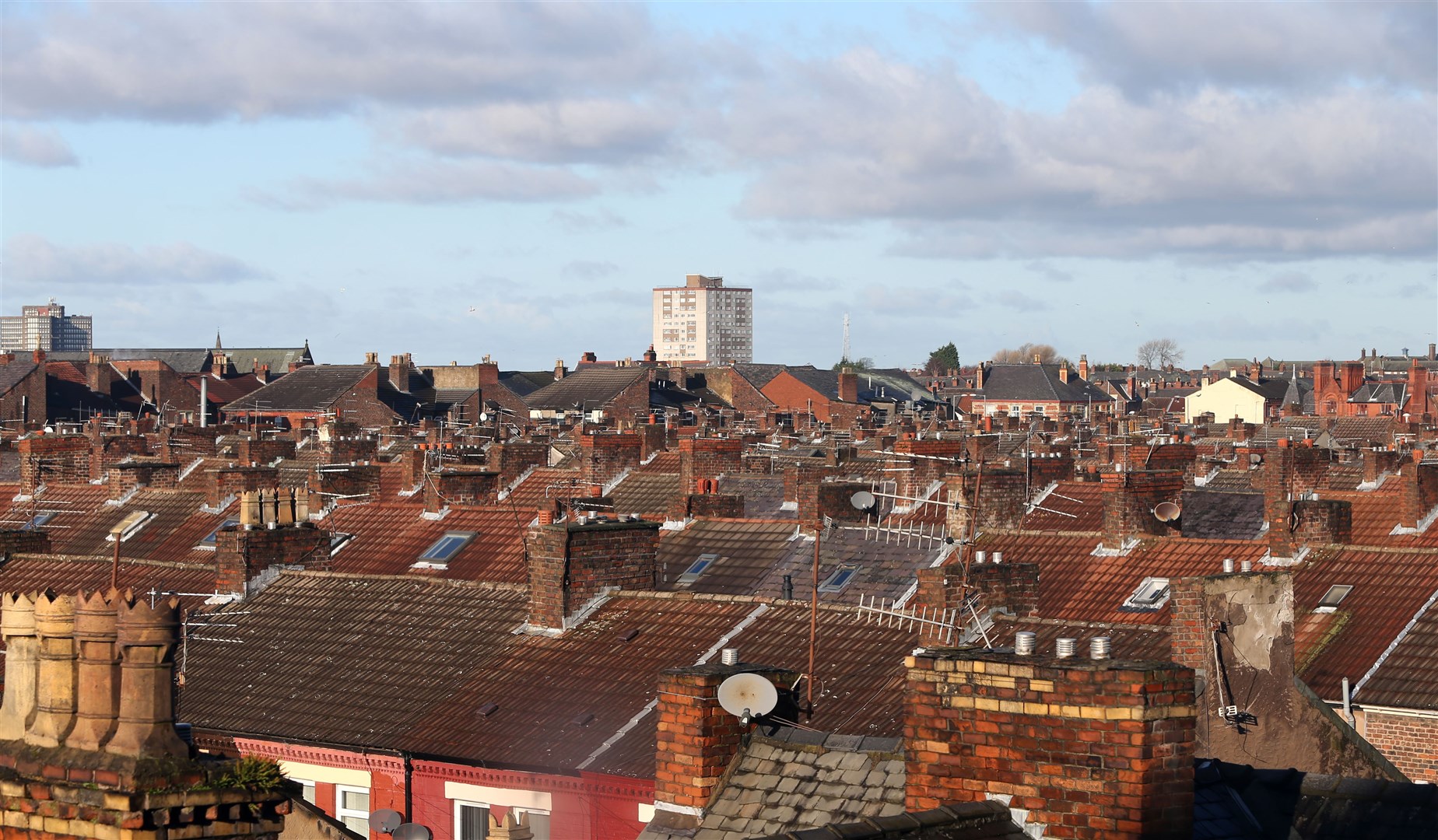 Terraced houses and rooftops in Everton, Liverpool (Peter Byrne/PA)