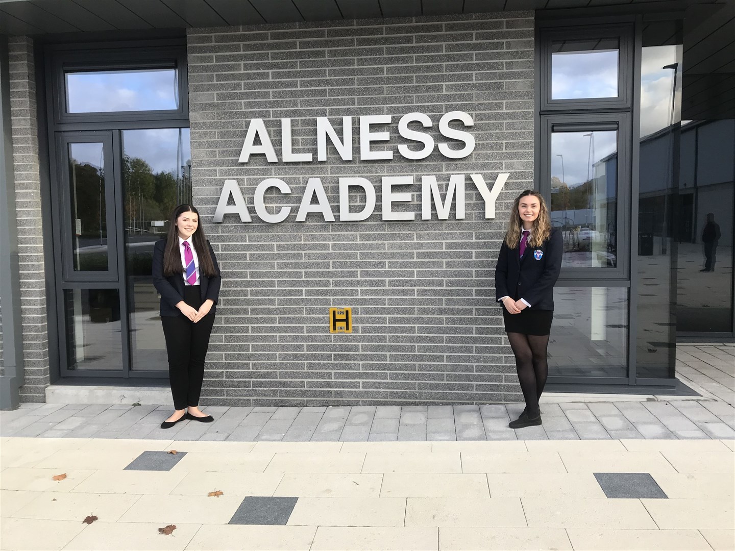 Alness Academy house captains (left to right) Marisska Slupek and Maria MacKay outside the new state of the art school building