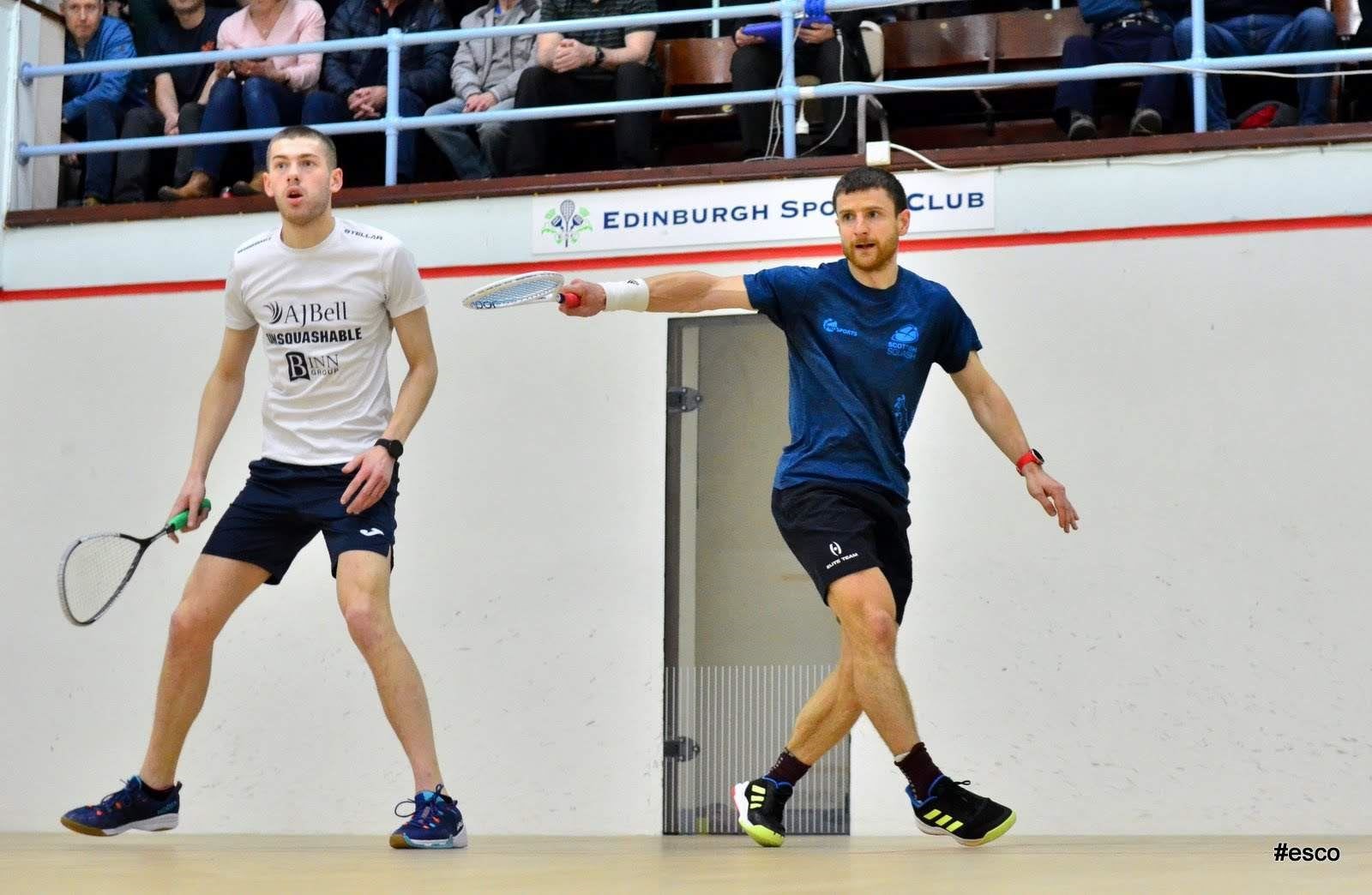 Images by Steve Cubbins - Alan Clyne (blue top) in action against fellow Scot Rory Stewart at the 2020 Edinburgh Sports Club Open held in February.