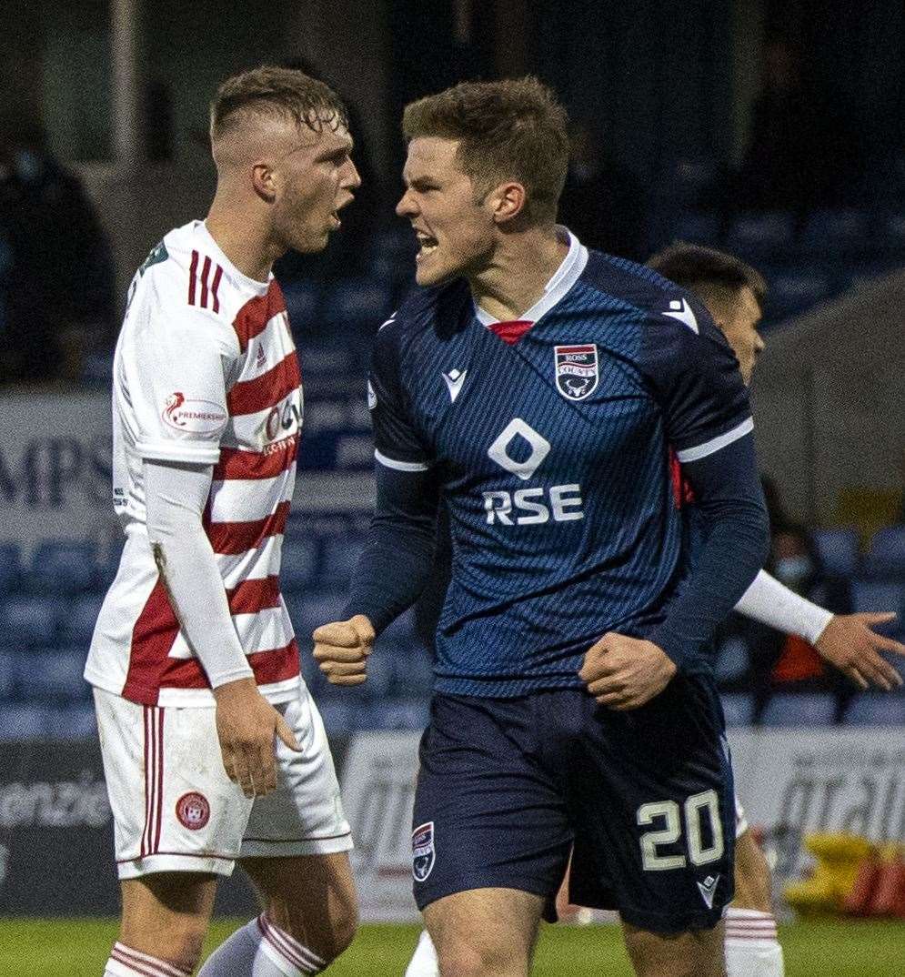 Picture - Ken Macpherson, Inverness. Ross County(2) v Hamilton(1). 12.05.21. Ross County's Blair Spittal celebrates his goal.