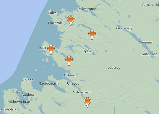 Some of the locations affected by power cuts on Tuesday morning: Picture: SSEN.