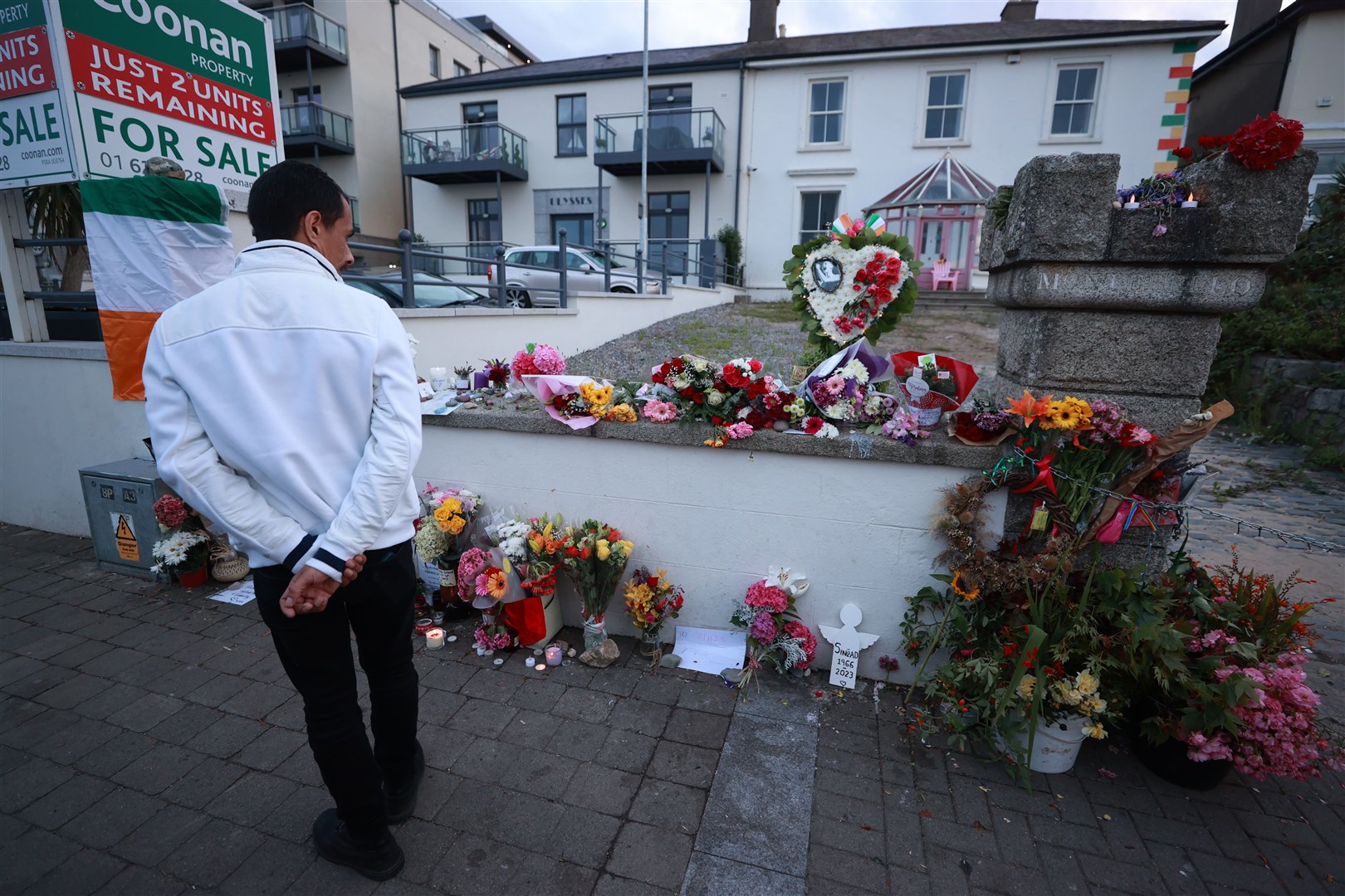 Flowers outside Sinead O’Connor’s former home in Bray, Co Wicklow (Liam McBurney/PA)
