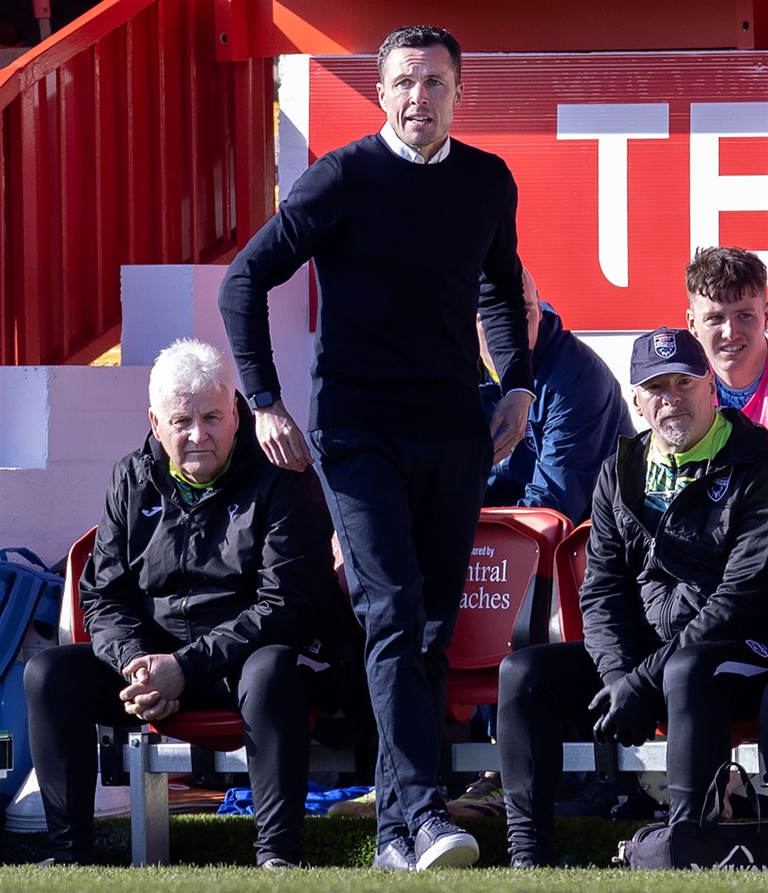 Ross County interim manager Don Cowie on the touchline at Pittodrie. Picture: Ken Macpherson
