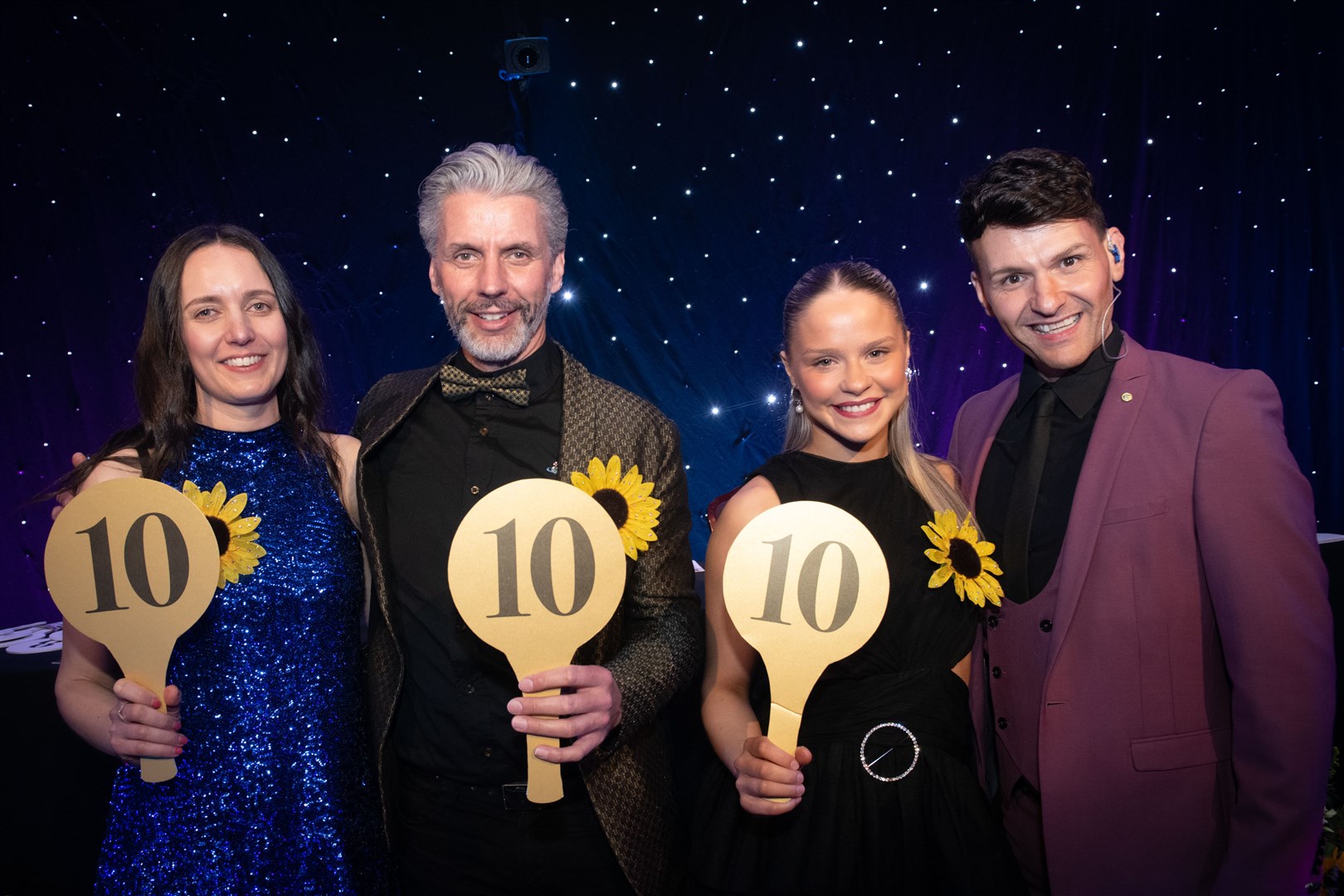 Judges Melanie Mckay, Scott Fairley and Kizzi Pink Simpson with Brian Elrick (compere) . Picture: Callum Mackay.Picture: Callum Mackay..