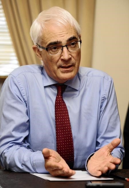 Alistair Darling speaking at the Glenmoriston Hotel in Inverness. Picture: Andrew Smith.