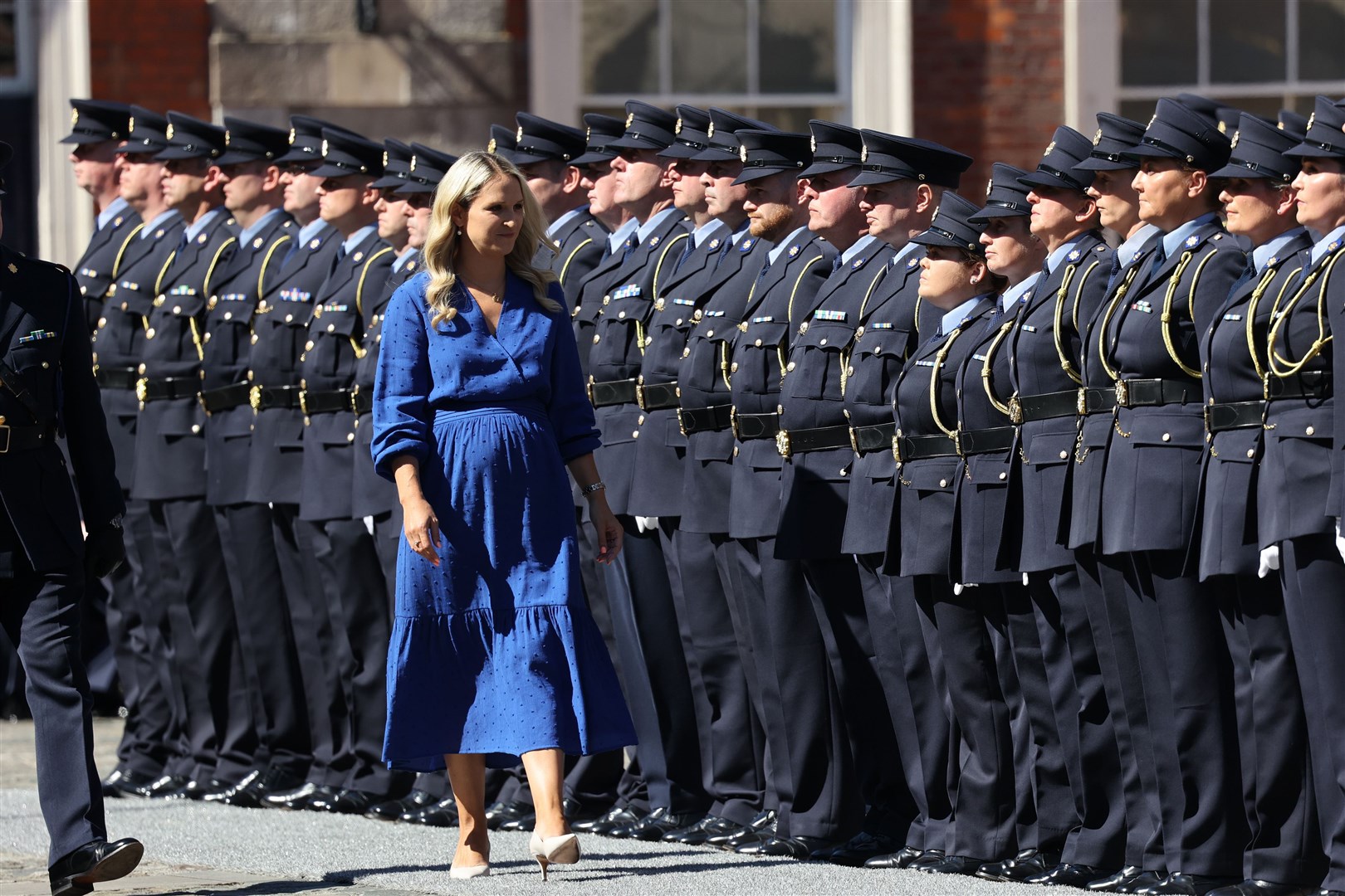 Minister for Justice, Helen McEntee TD inspected the gardai (Nick Bradshaw/PA)