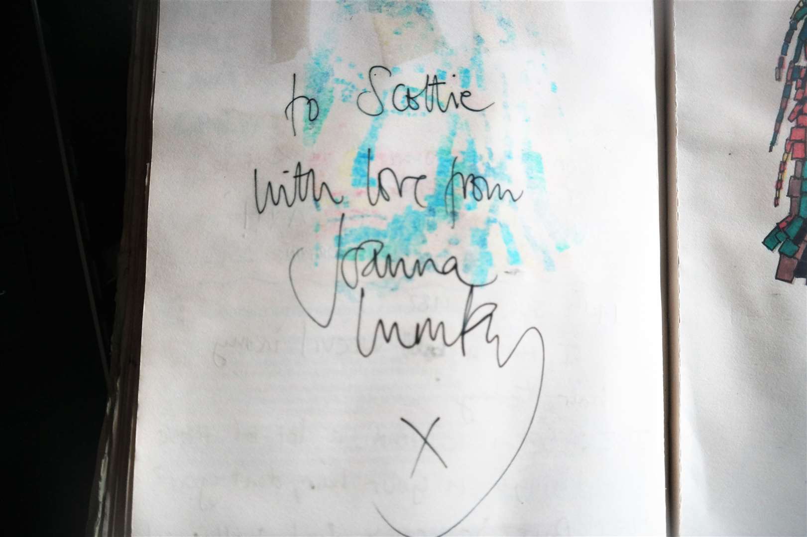 Joanna Lumley's autograph dating from July 1982 when David gatecrashed a vicar's tea party in Canterbury.