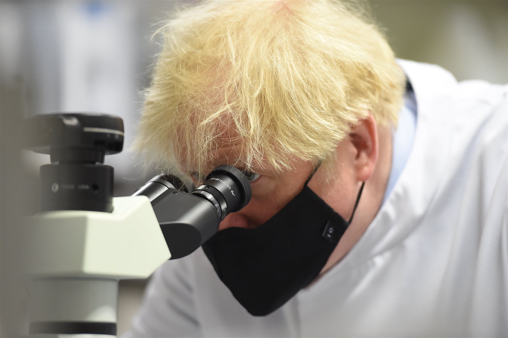 Prime Minister Boris Johnson during a visit to the National Institute for Biological Standards in South Mimms, Hertfordshire (Jeremy Selwyn/Evening Standard/PA)