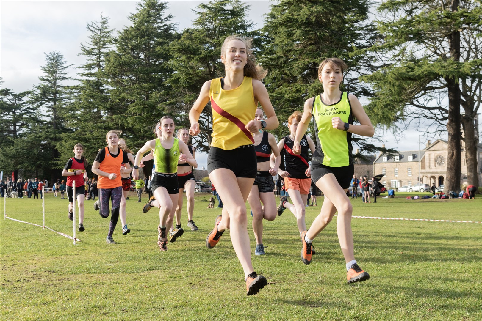 Under 15/17 Ladies competing at Grant Park's Cross Country course in Forres...Picture: Beth Taylor.