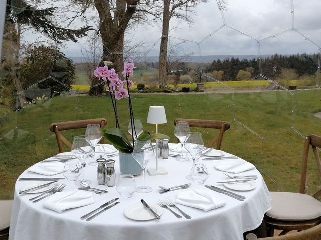 Private dining 'domes' at Kincraig Castle Hotel.