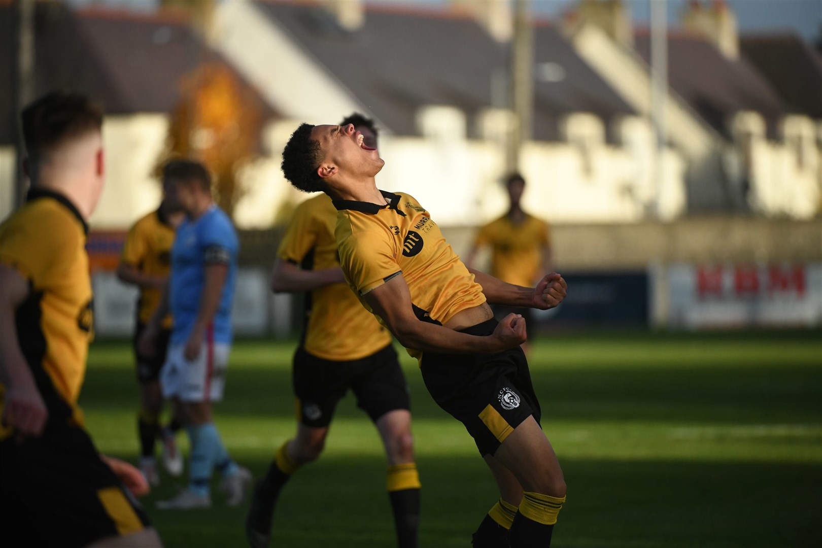 George Robesten celebrates scoring his first goal for Nairn County. Picture: James Mackenzie