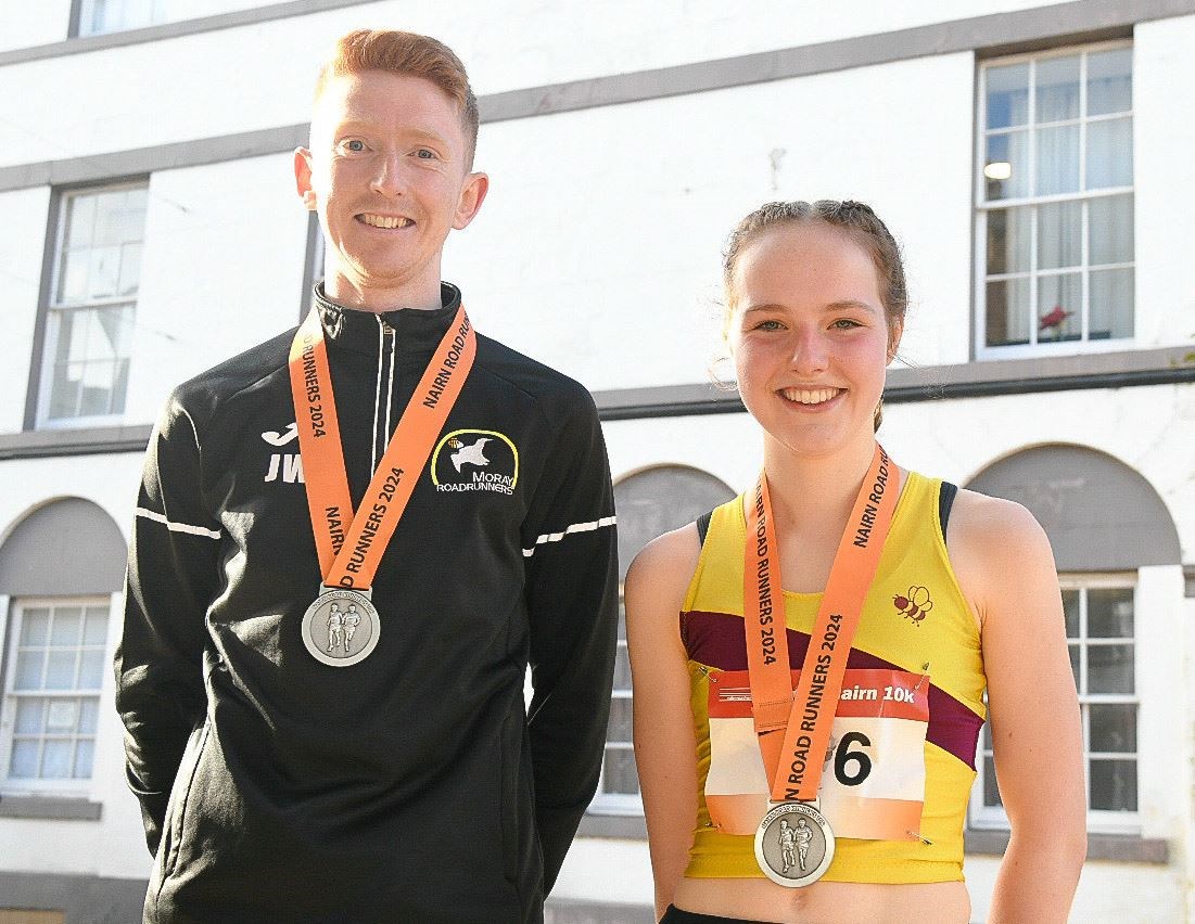 James Wilson and Caitlyn Heggie winners of the Nairn 10K. Picture: Beth Taylor