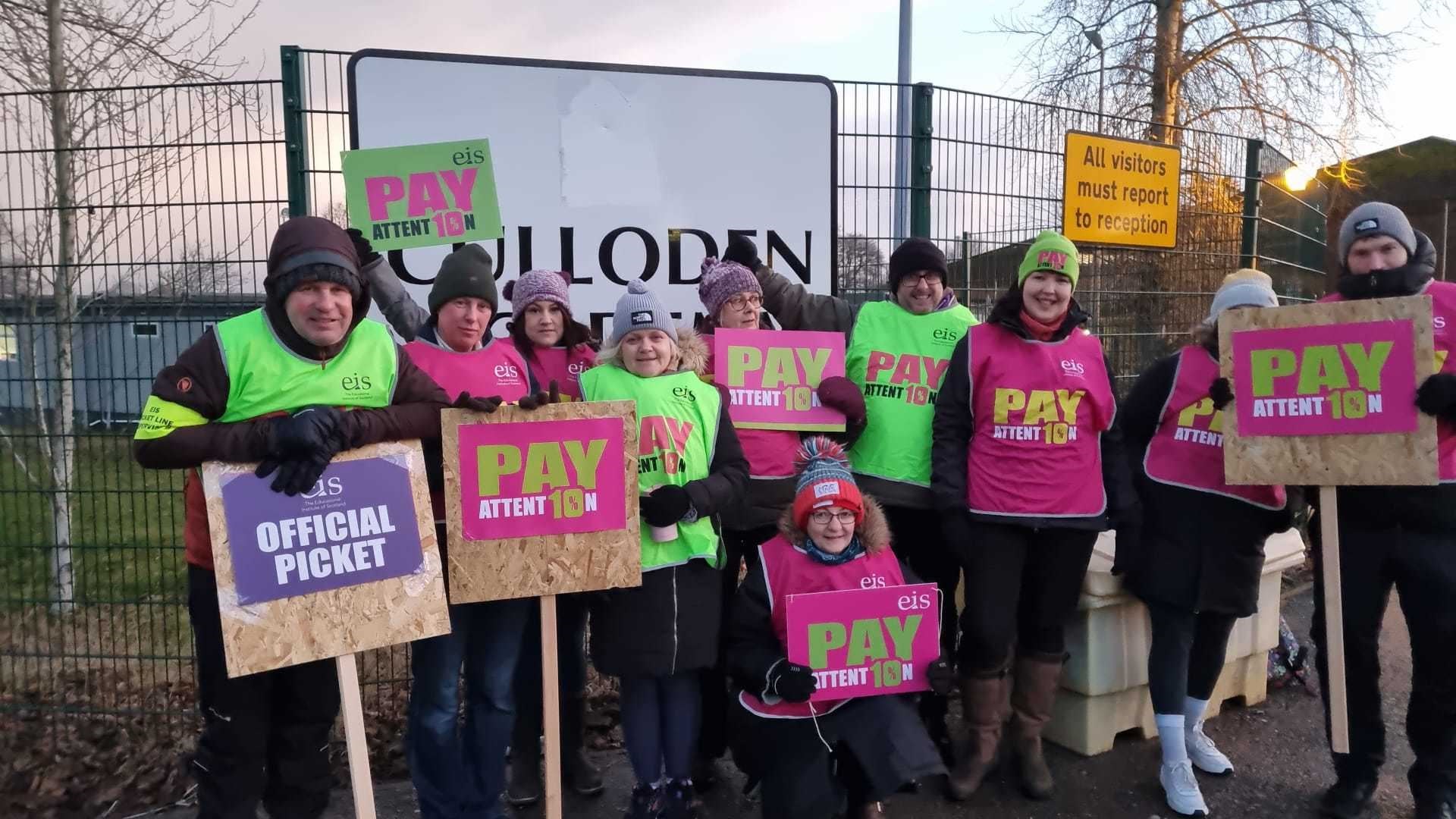 A teachers' picket line at Culloden Academy in January this year