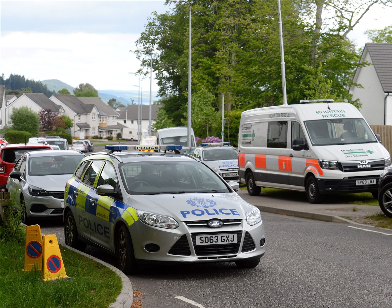 Police and Mountain Rescue units during a search of Dunain Woodland for missing George Critch. Picture: Gary Anthony.