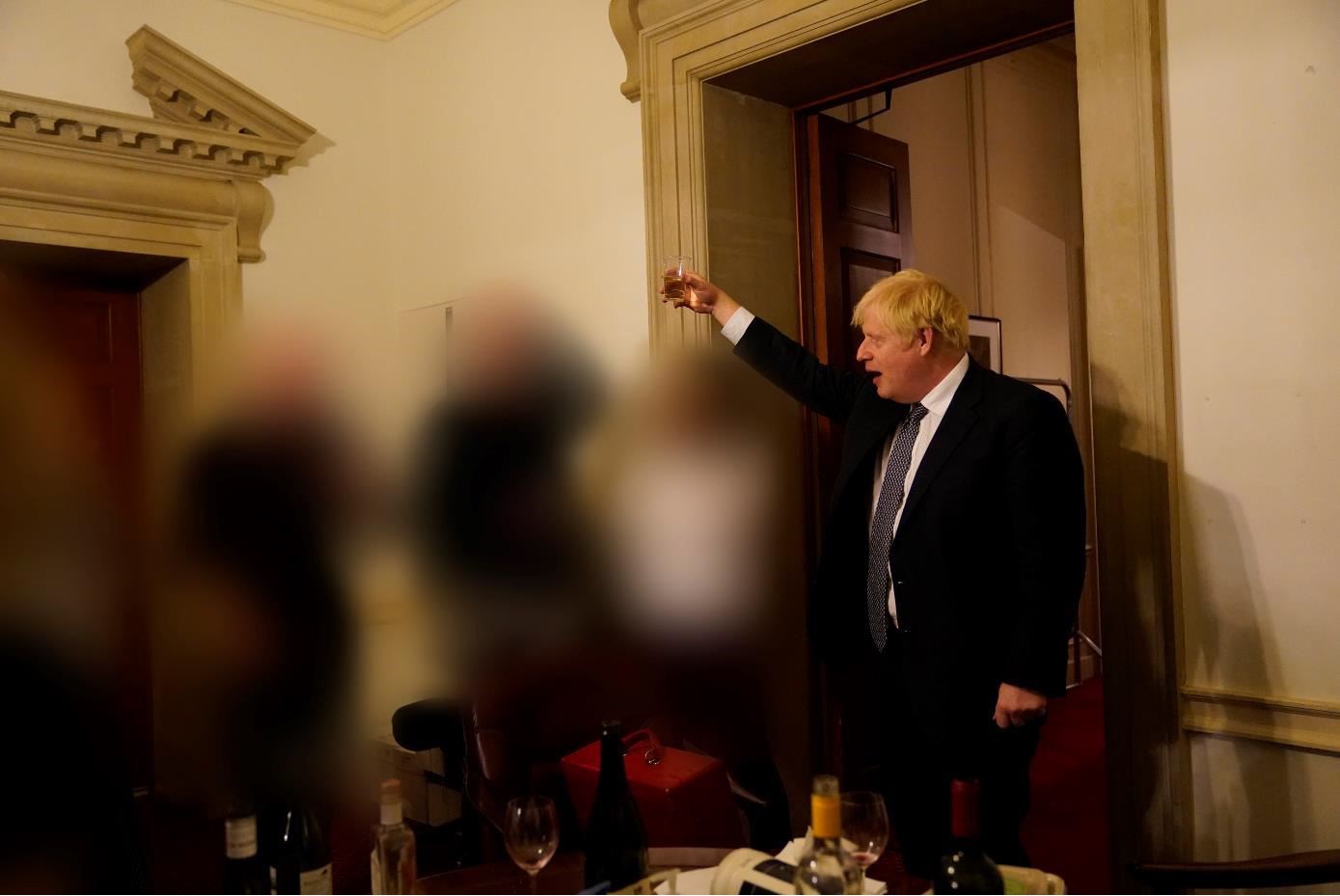 Boris Johnson at a gathering in 10 Downing Street (Sue Gray Report/Cabinet Office)