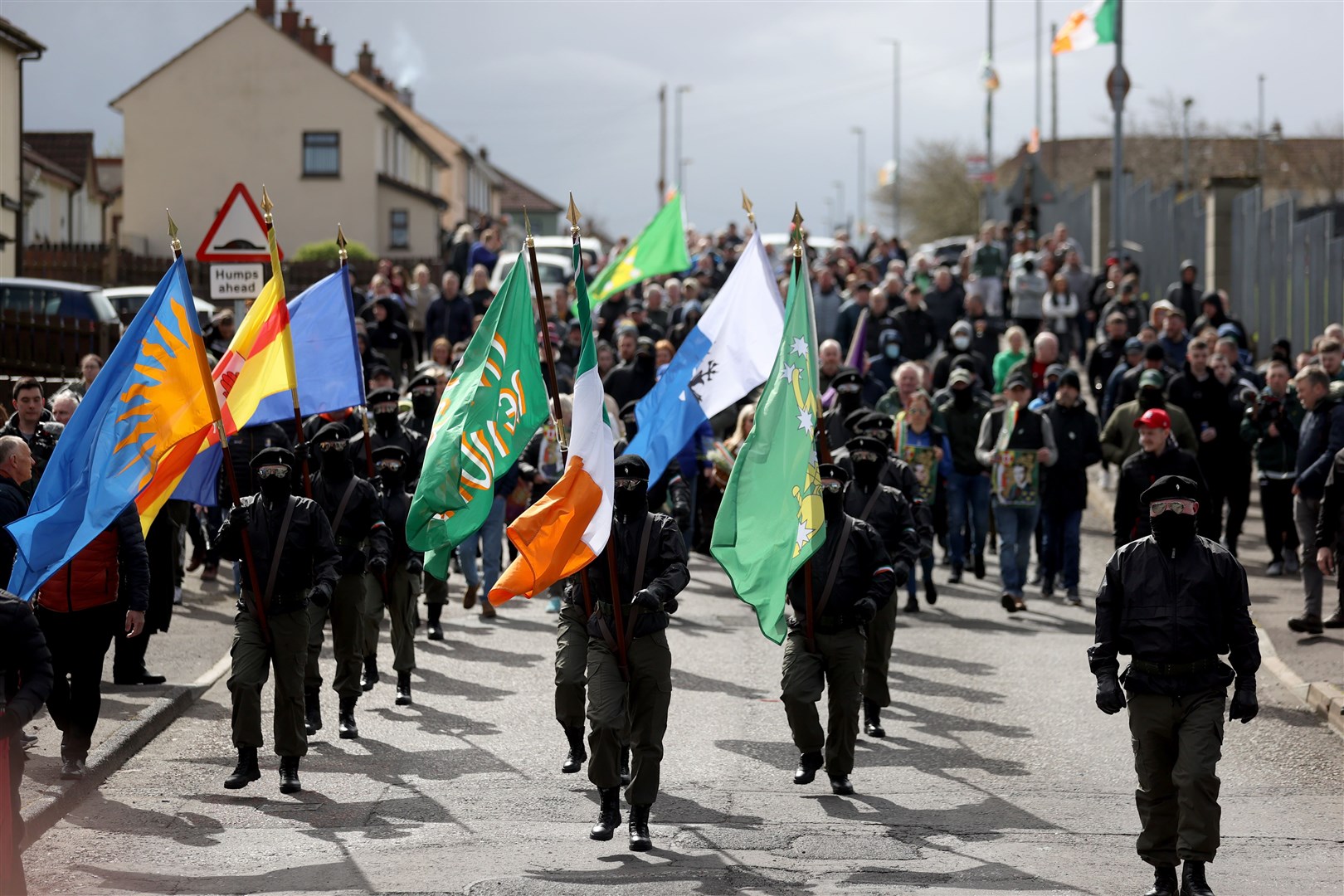 Dissident Republicans parade in the Creggan area of Londonderry on Easter Monday (Liam McBurney/PA)