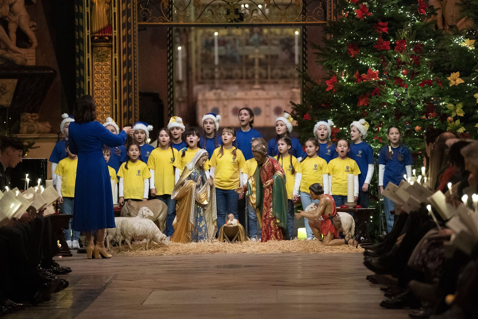 The St Mary’s Ukrainian School choir perform at Westminster Abbey (Kirsty O’Connor/PA)