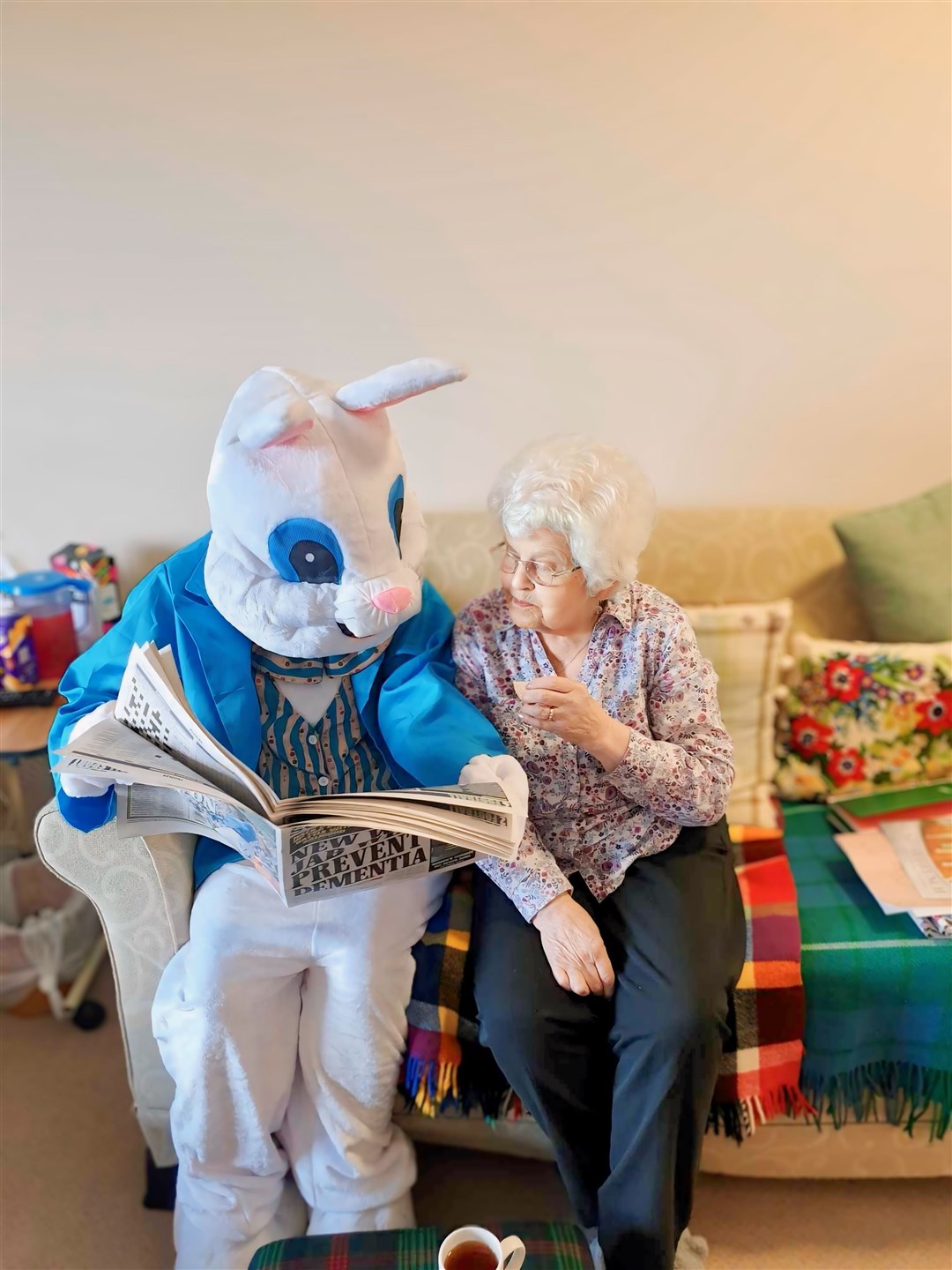 The Easter Bunny with resident Effie Ross.