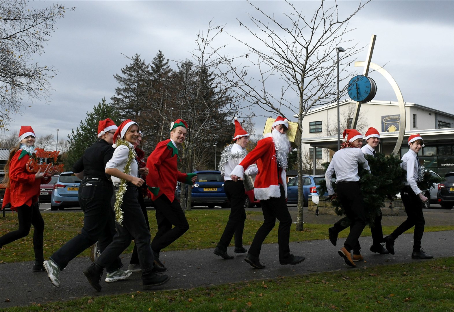 Dingwall Academy seniors getting ready for the Christmas fair. It was hailed a great success with hundreds of people showing their support. Picture: James Mackenzie.