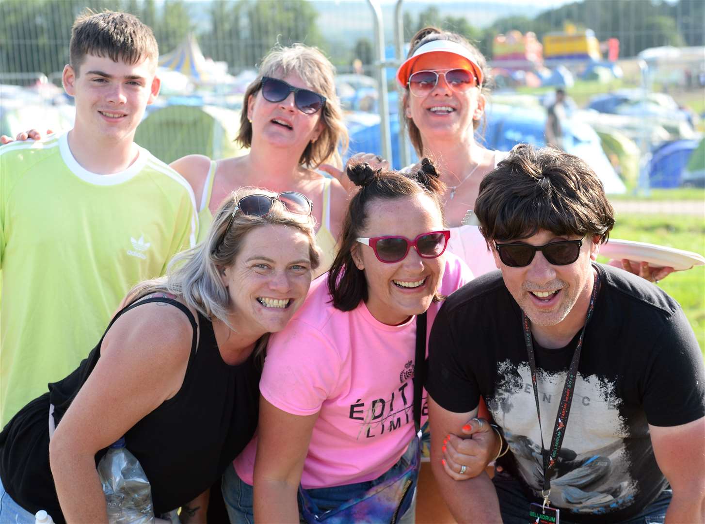 Belladrum 2019. Aiden and Laura Thomson, Marlene Forsythm Sarah Morrison with Nicola and Gordon Duthie. Picture: Gary Anthony. Image No.044555.