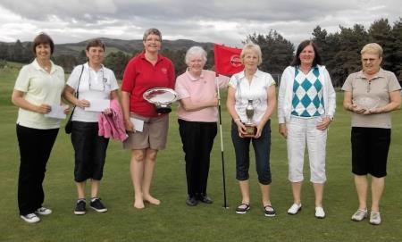 Winners in the Bonar Ladies Open, left to right, are: Angela Williamson, Bel Shepherd, Fiona Porter, Mary Hayden (Lady Captain), Mo Wemyss, Linda Thompson and Janey Borley.