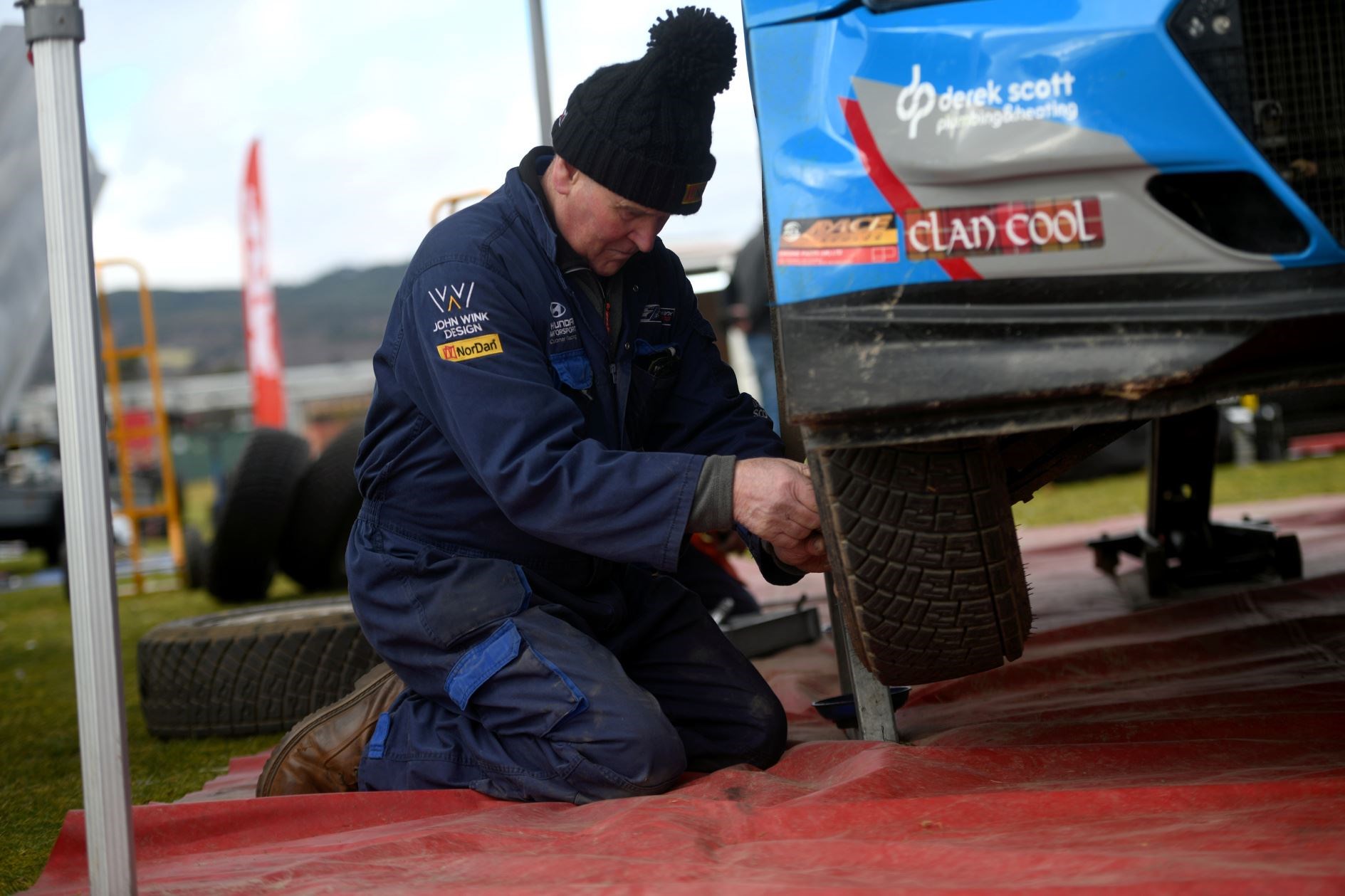 Rally car getting serviced. Picture: James Mackenzie.
