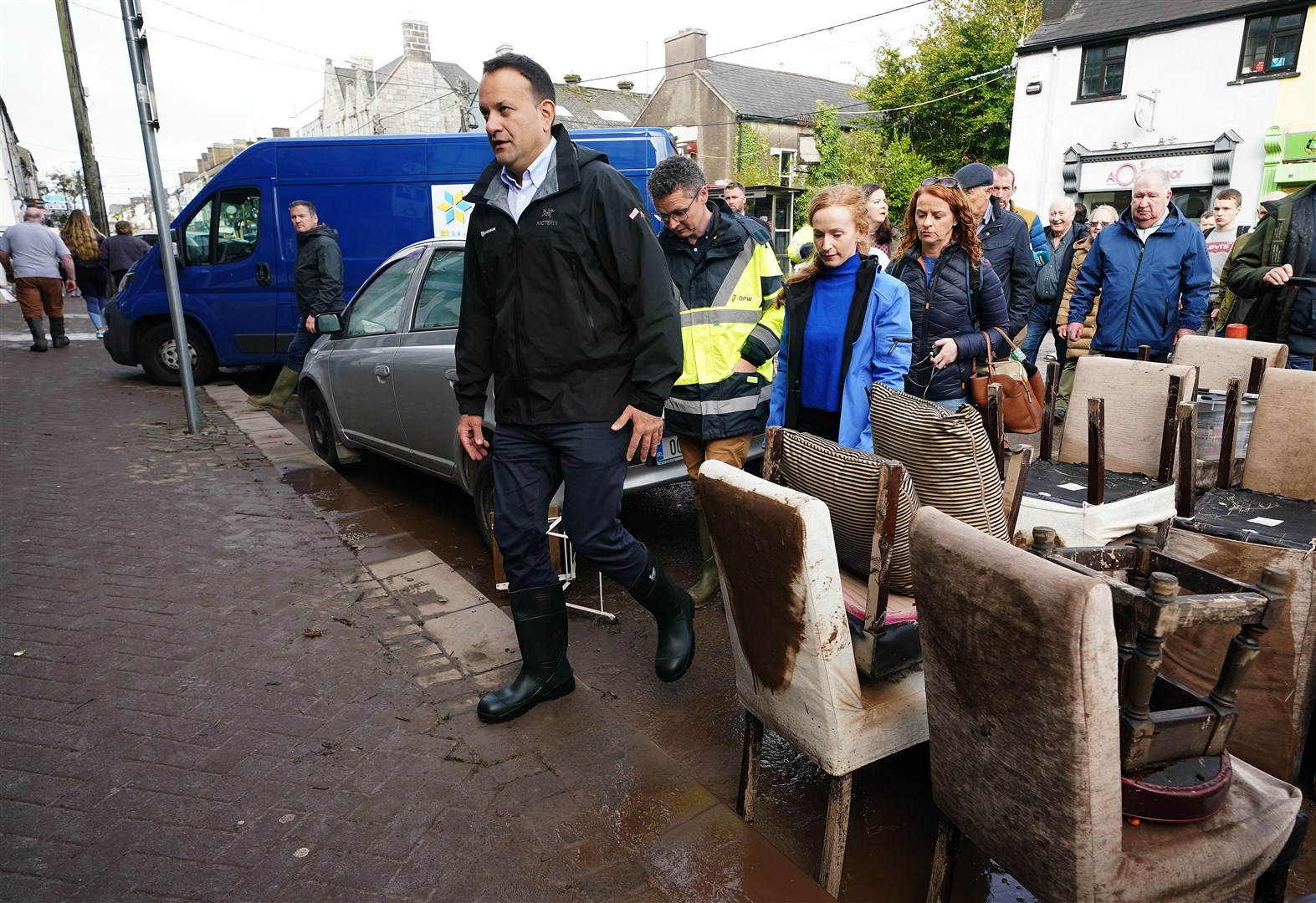 Taoiseach Leo Varadkar visits local businesses on Main Street in Midleton (Brian Lawless/PA)