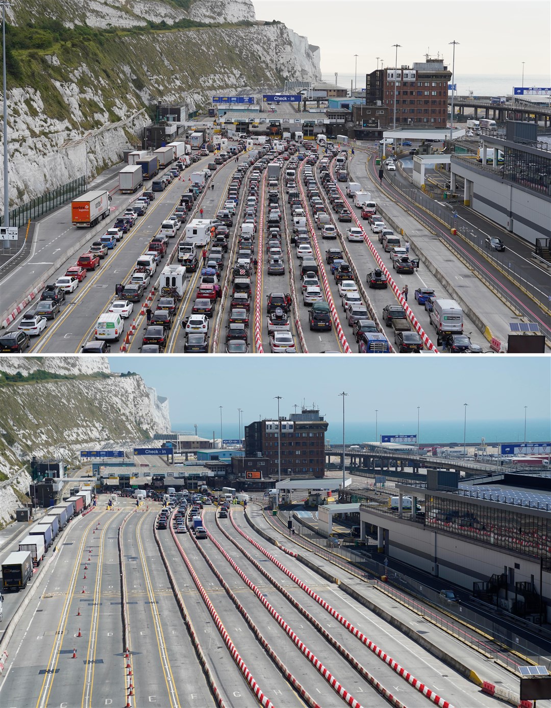 Queues seen at Dover on Saturday had mostly cleared by Sunday (Andrew Matthews/PA)