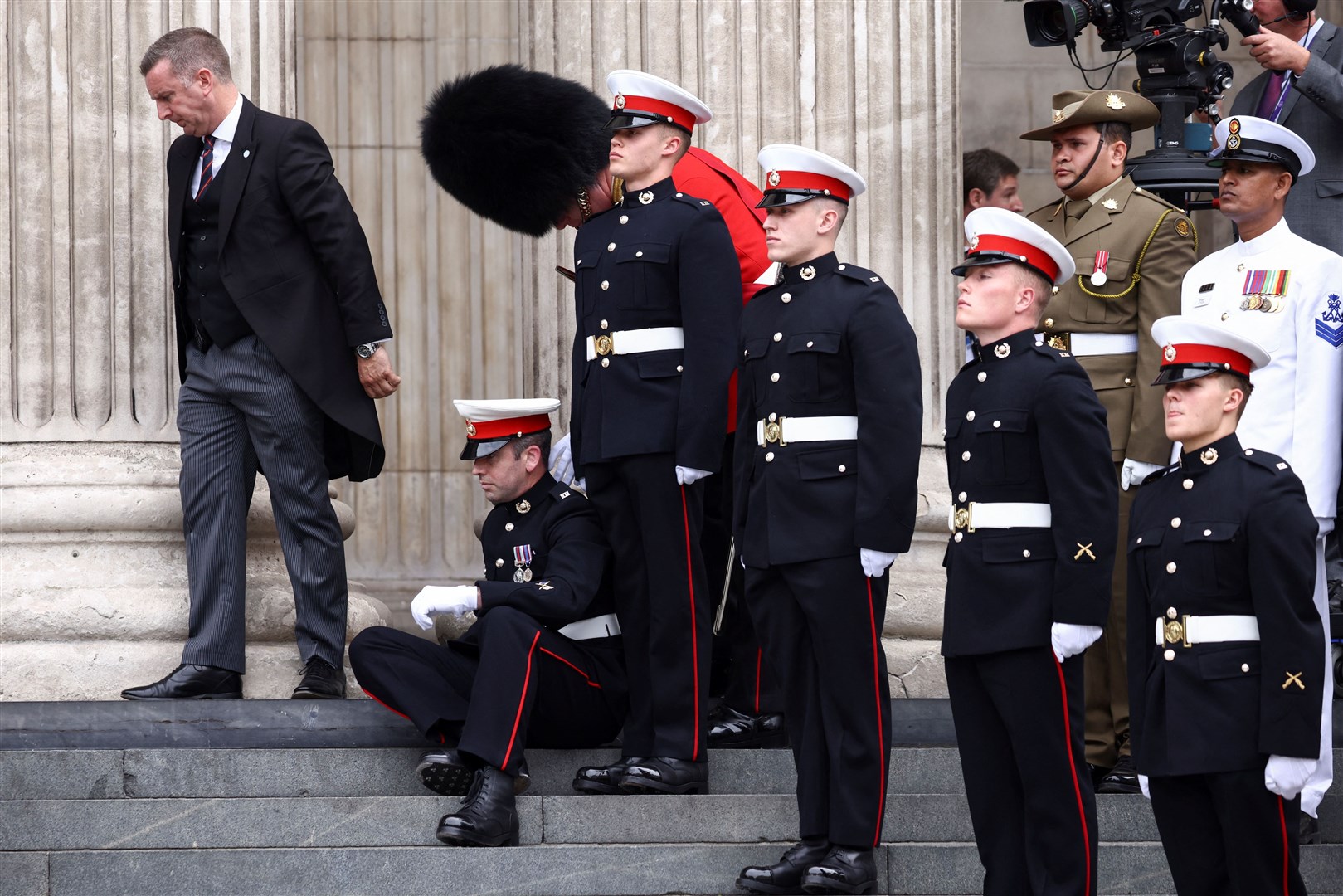 One member of the ceremonial guard felt unwell during the arrivals (Henry Nicholls/PA)