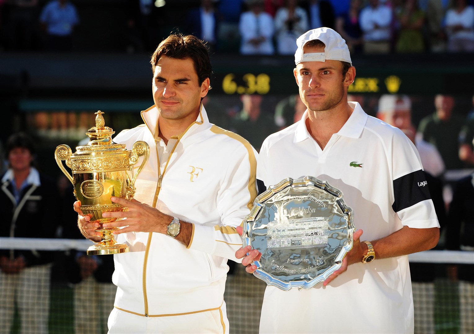 Roger Federer and Andy Roddick (Owen Humphreys/PA)