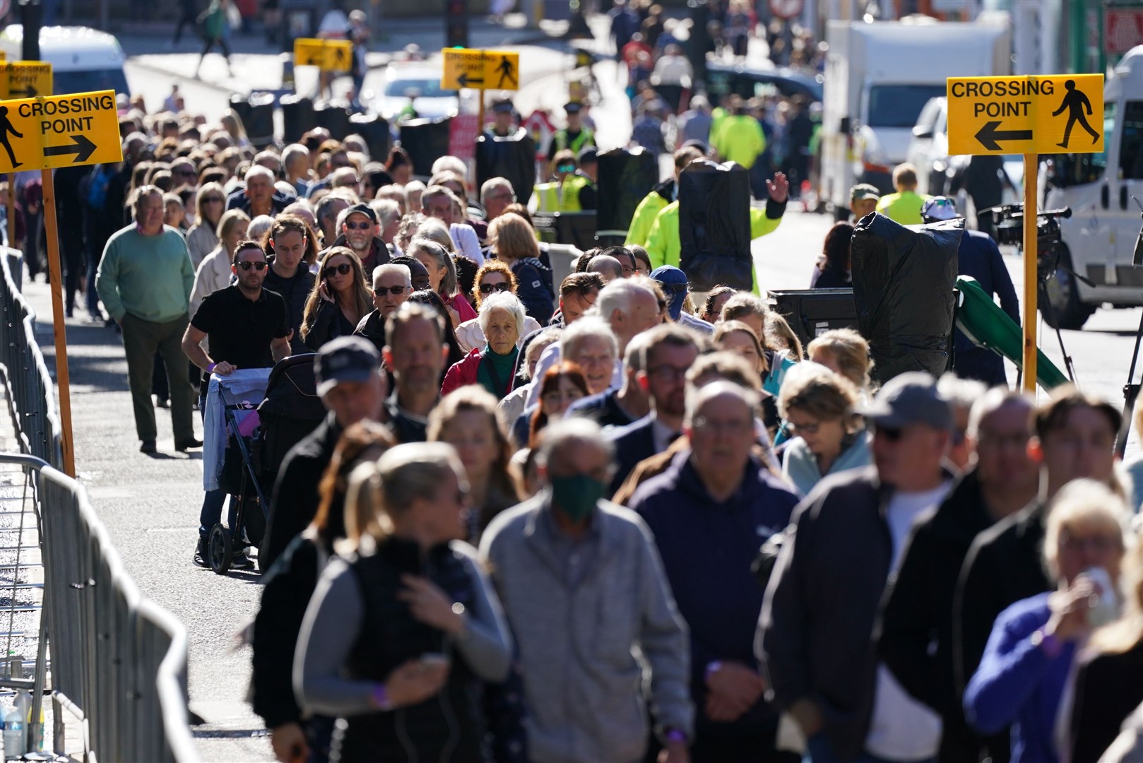 The queue to enter St Giles’ Cathedral stretched as far back as Melville Drive in Newington (Jacob King/PA)
